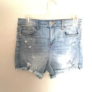 VANILLA STAR distressed high waist denim shorts-5